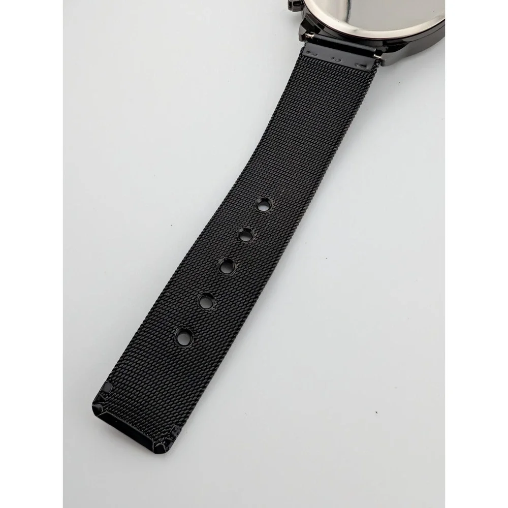 Geneva‎ Watch Men 42mm Black Case Mesh Metal Band- New Battery